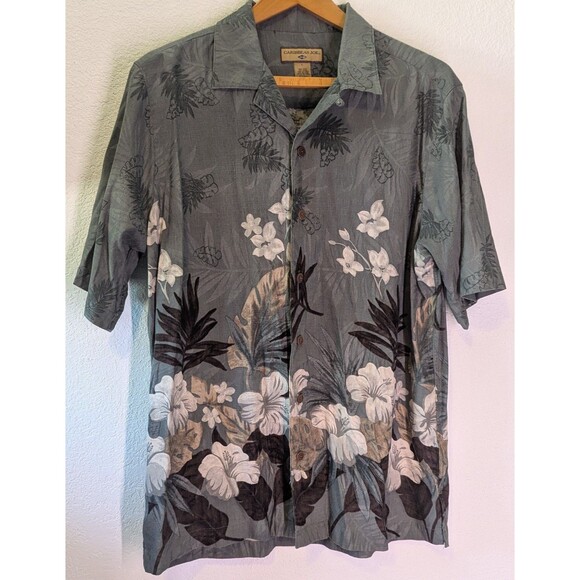 Caribbean Joe Button Down Shirt Men's Size L Large 100% Silk Tropical (484) - Picture 1 of 3